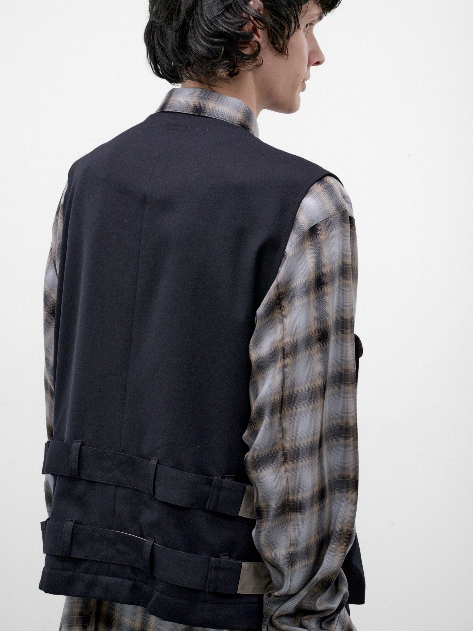 Navy Wool Asymmetric Utility Vest (26A0369-NAVY)
