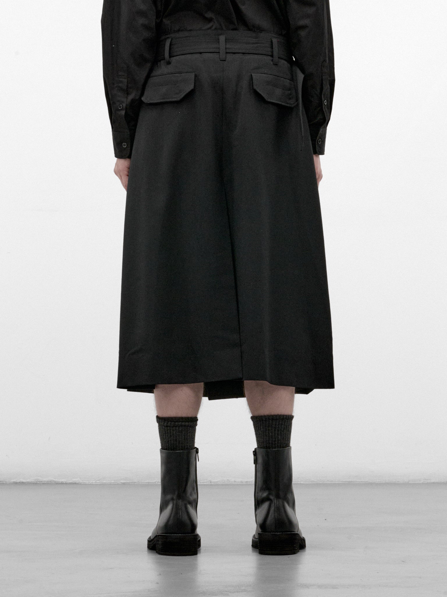 Black Wool Utility Wrap Skirt (26A0370-BLACK)