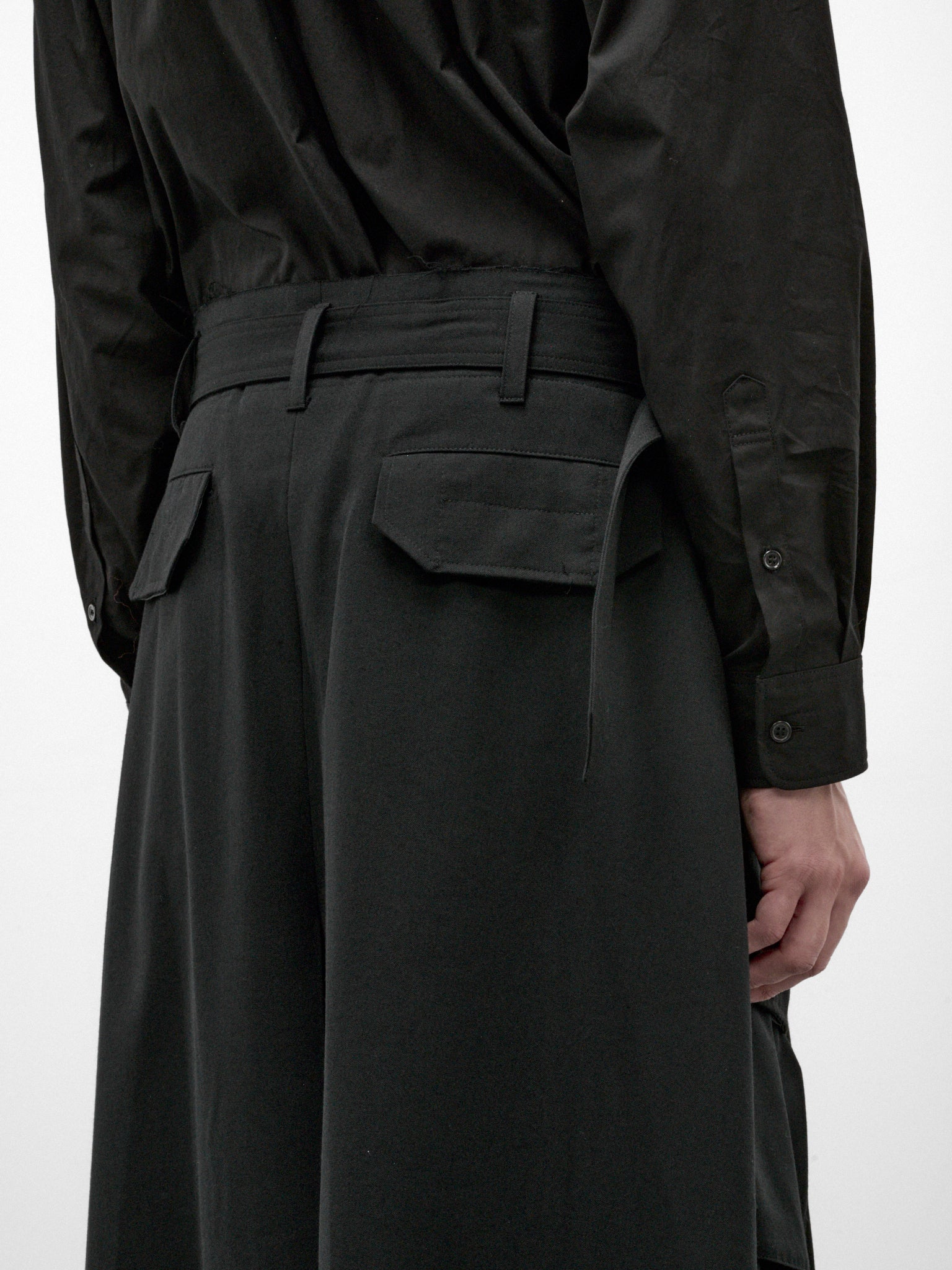 Black Wool Utility Wrap Skirt (26A0370-BLACK)