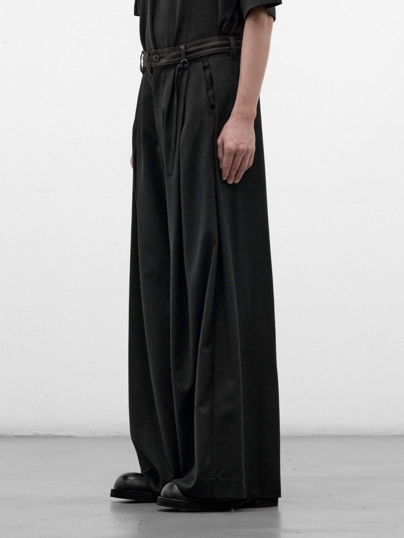 Black Wool Wide Leg Trousers (26A0371-BLACK)