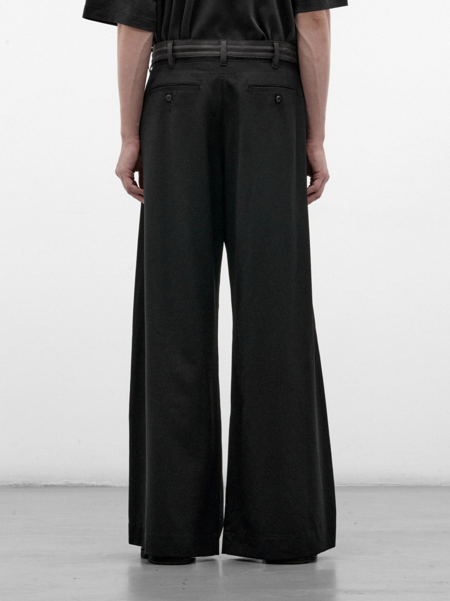 Black Wool Wide Leg Trousers (26A0371-BLACK)