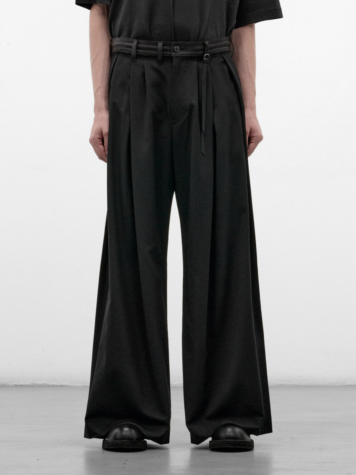 Black Wool Wide Leg Trousers (26A0371-BLACK)