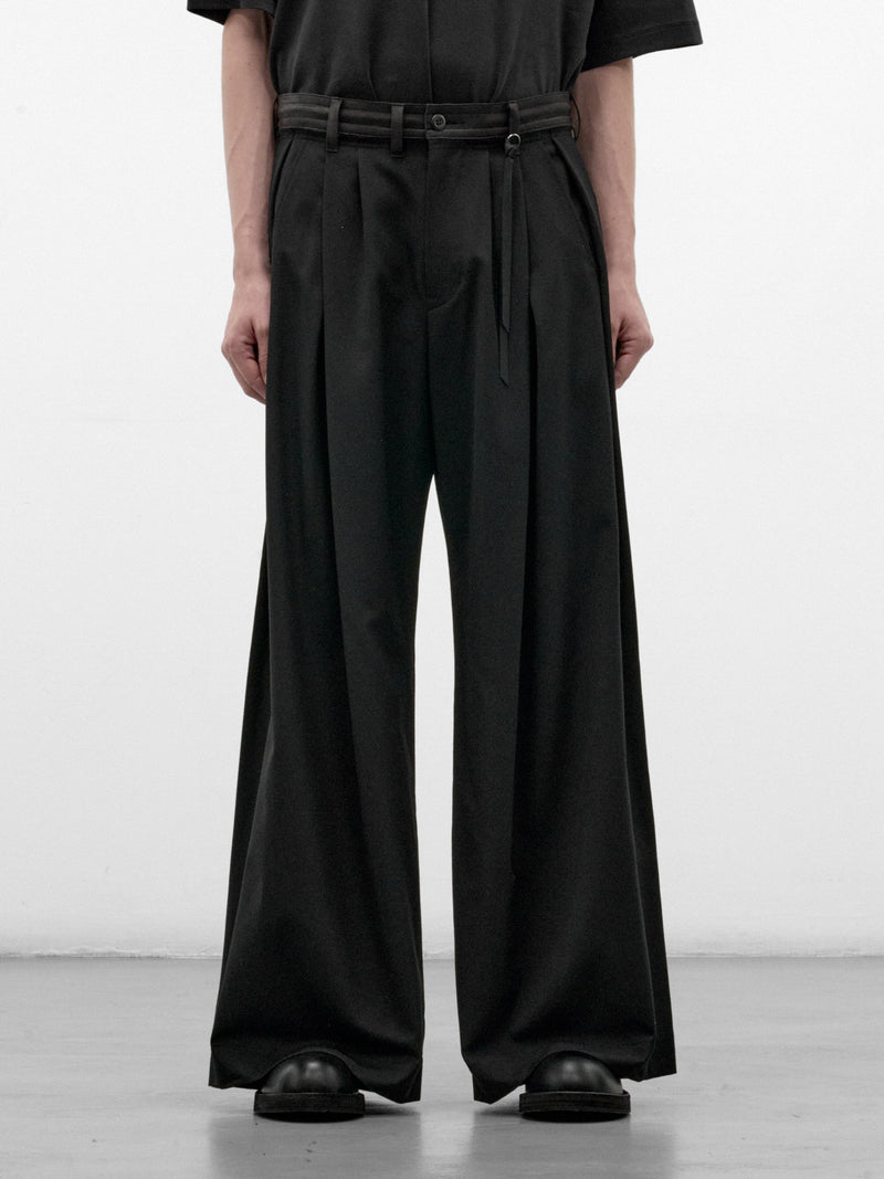 Black Wool Wide Leg Trousers (26A0371-BLACK)
