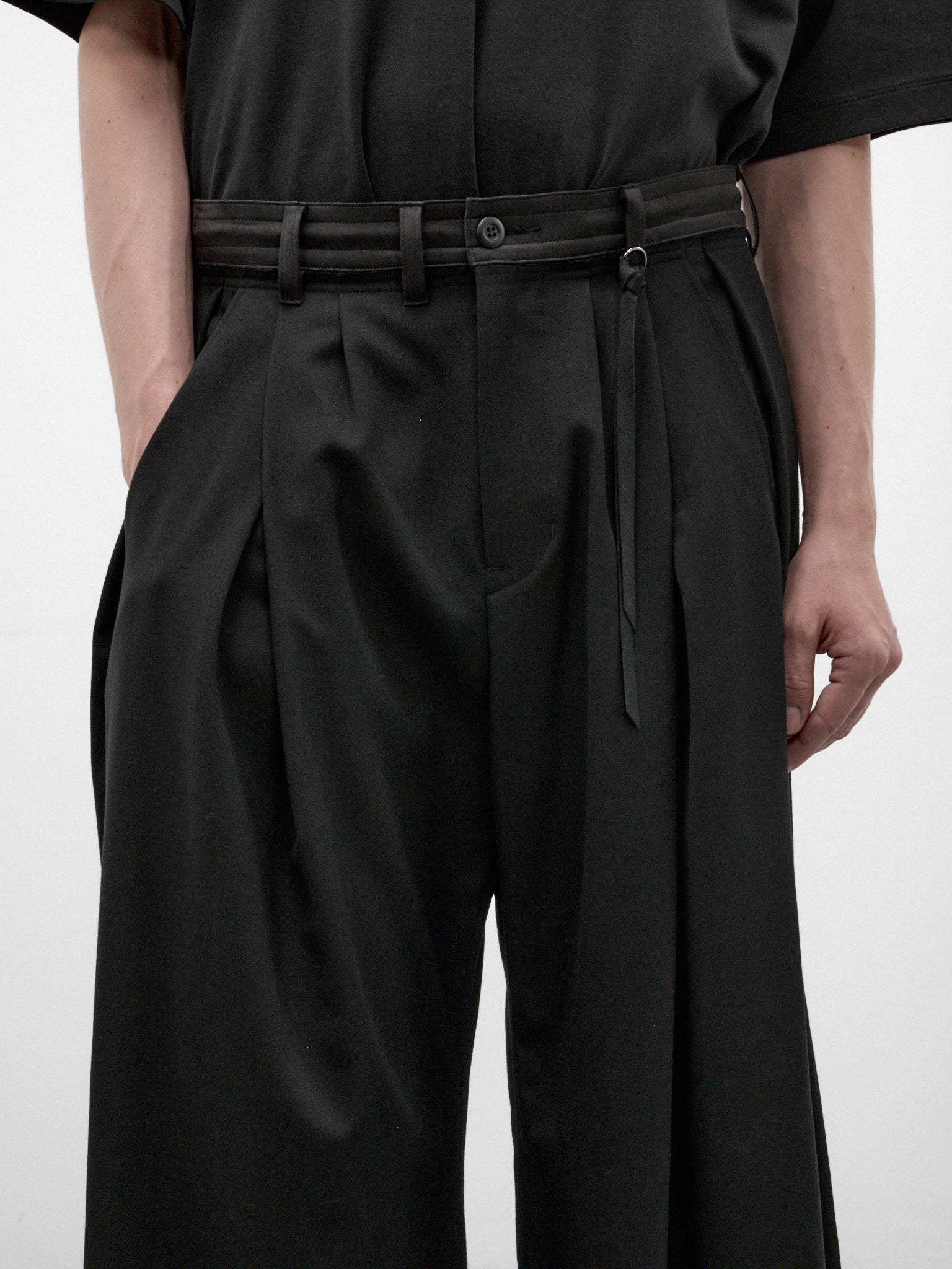 Black Wool Wide Leg Trousers (26A0371-BLACK)