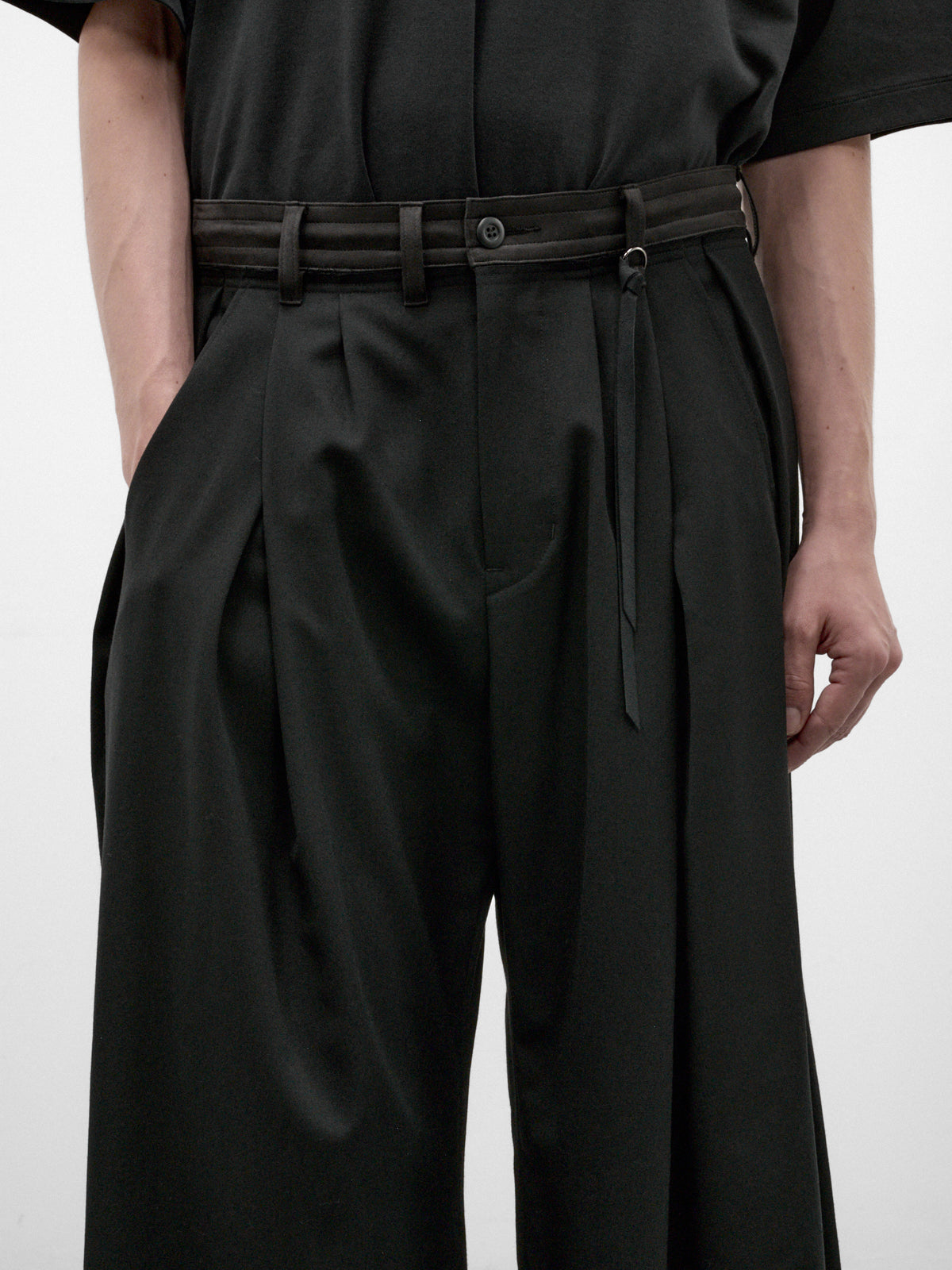 Black Wool Wide Leg Trousers (26A0371-BLACK)