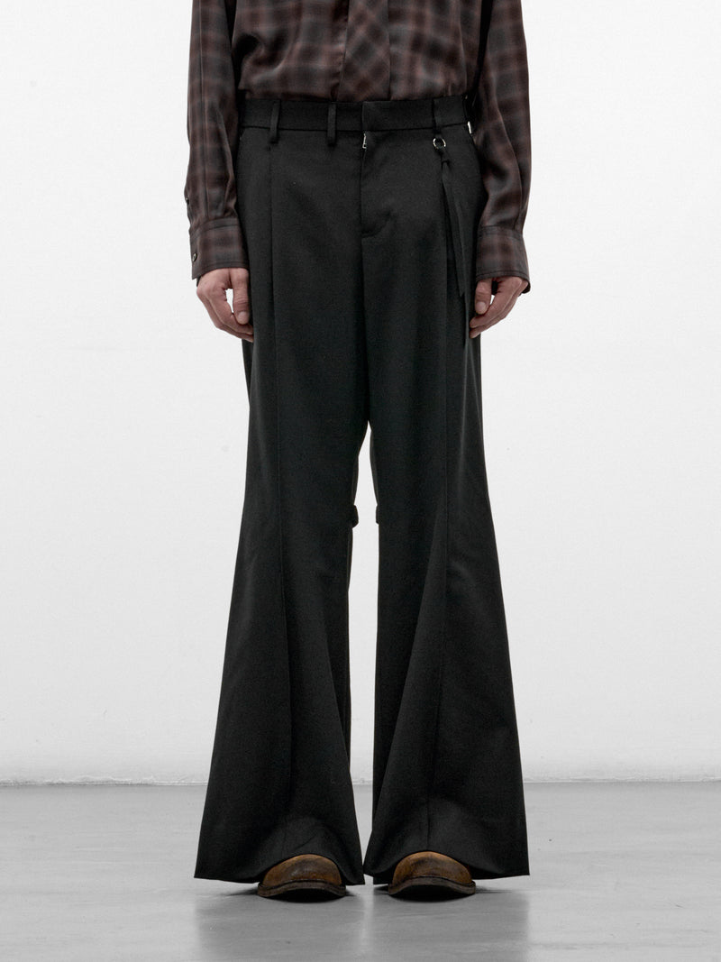Black Wool Flared Trousers (26A0372-BLACK)