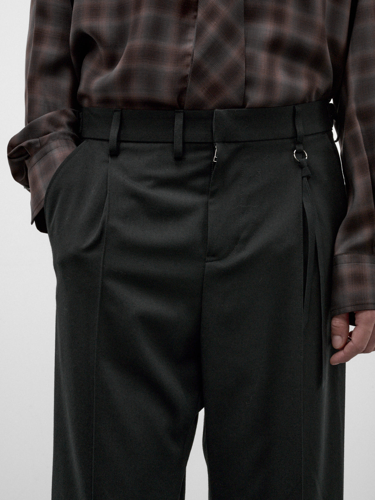 Black Wool Flared Trousers (26A0372-BLACK)