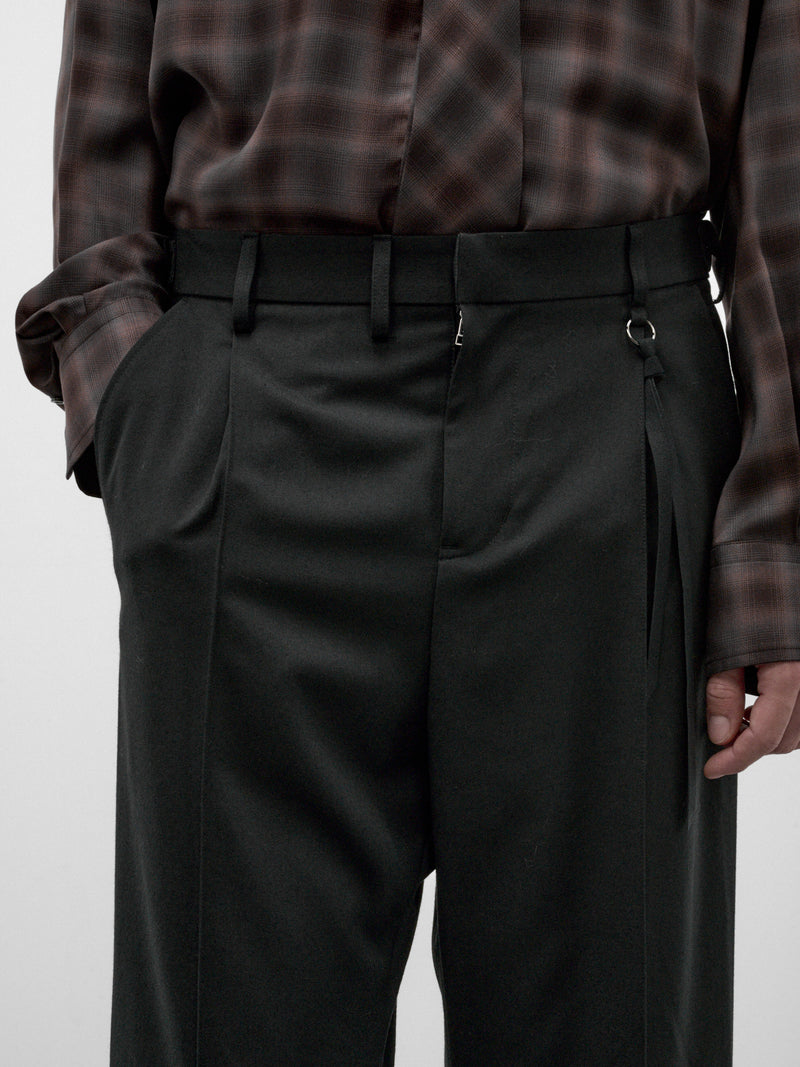 Black Wool Flared Trousers (26A0372-BLACK)