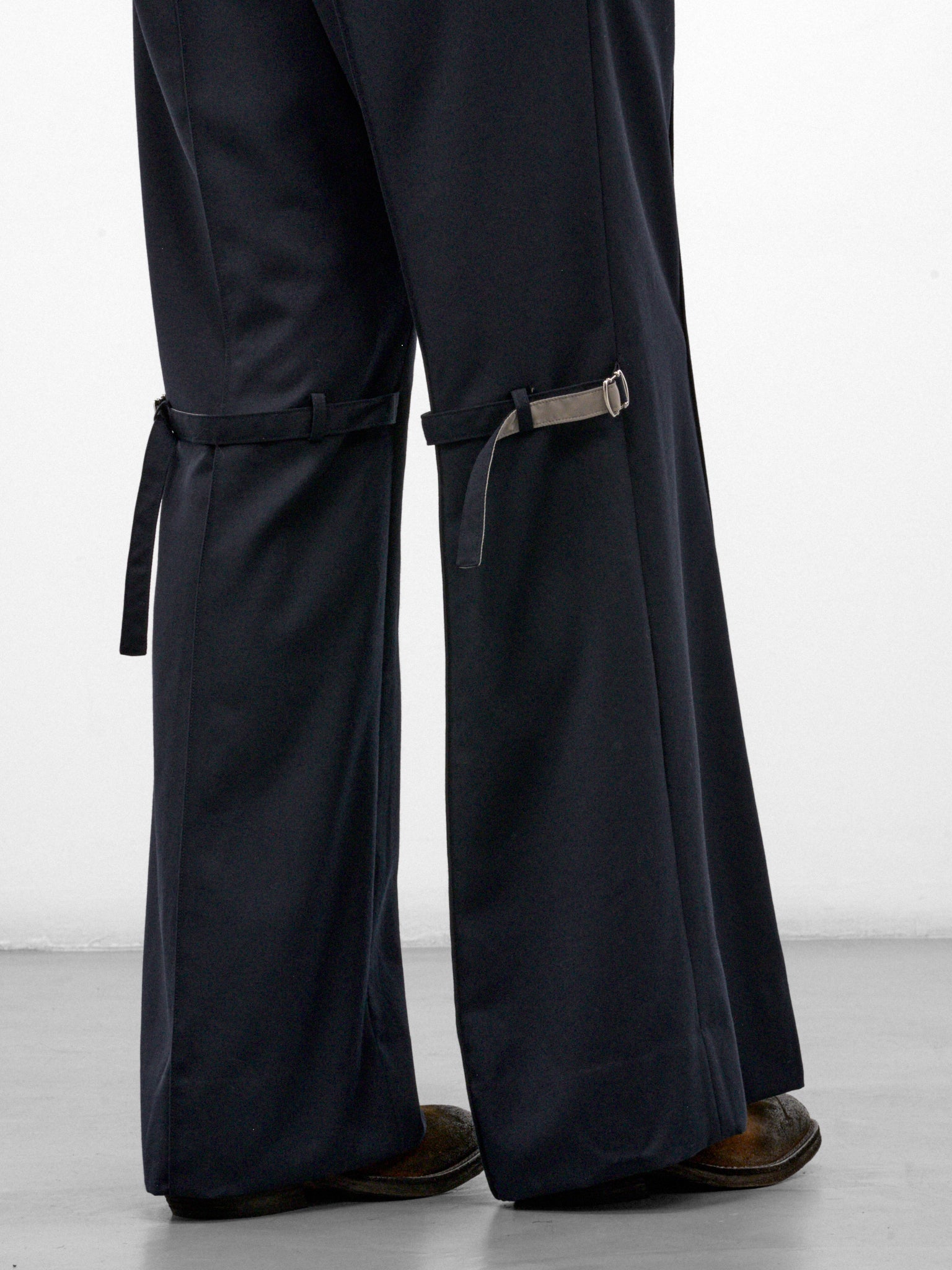 Navy Wool Flared Trousers (26A0372-NAVY)