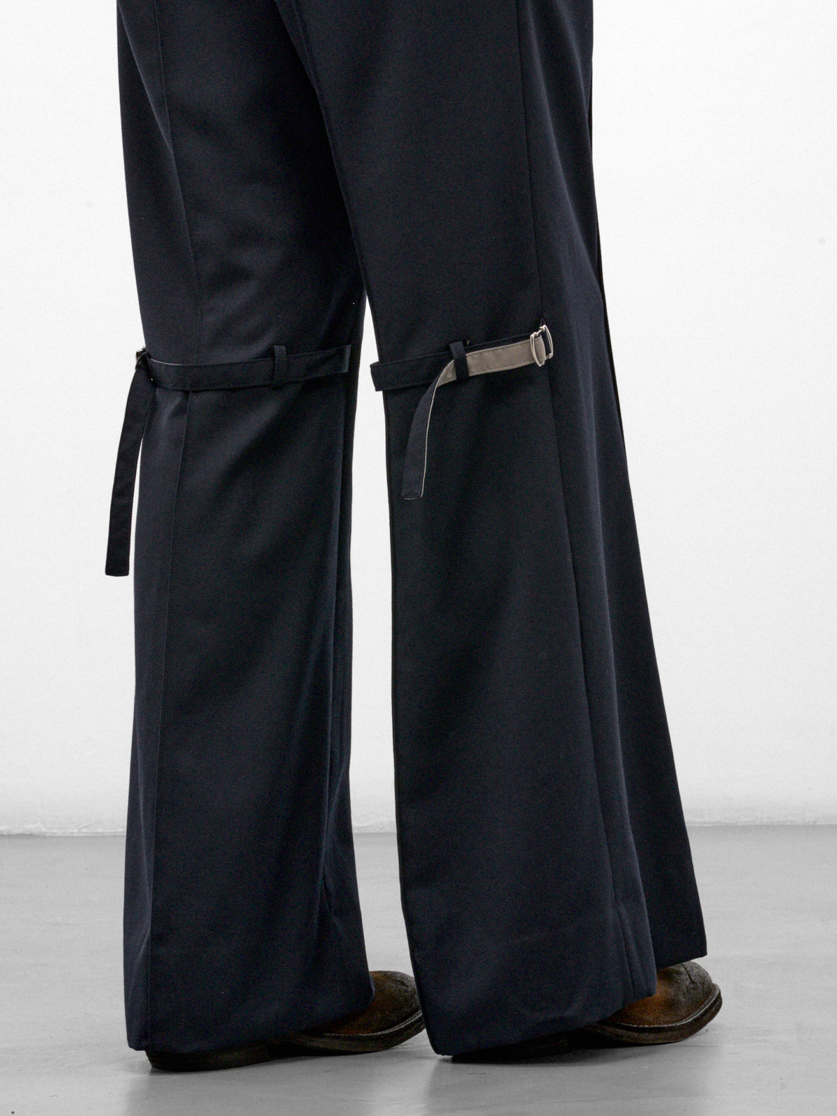 Navy Wool Flared Trousers (26A0372-NAVY)