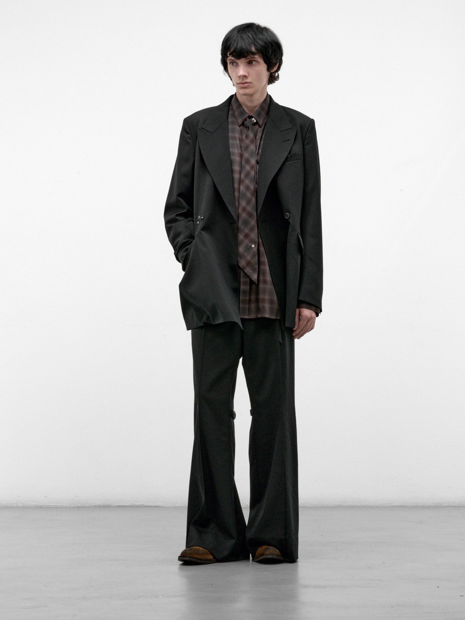 Black Wool Flared Trousers (26A0372-BLACK)