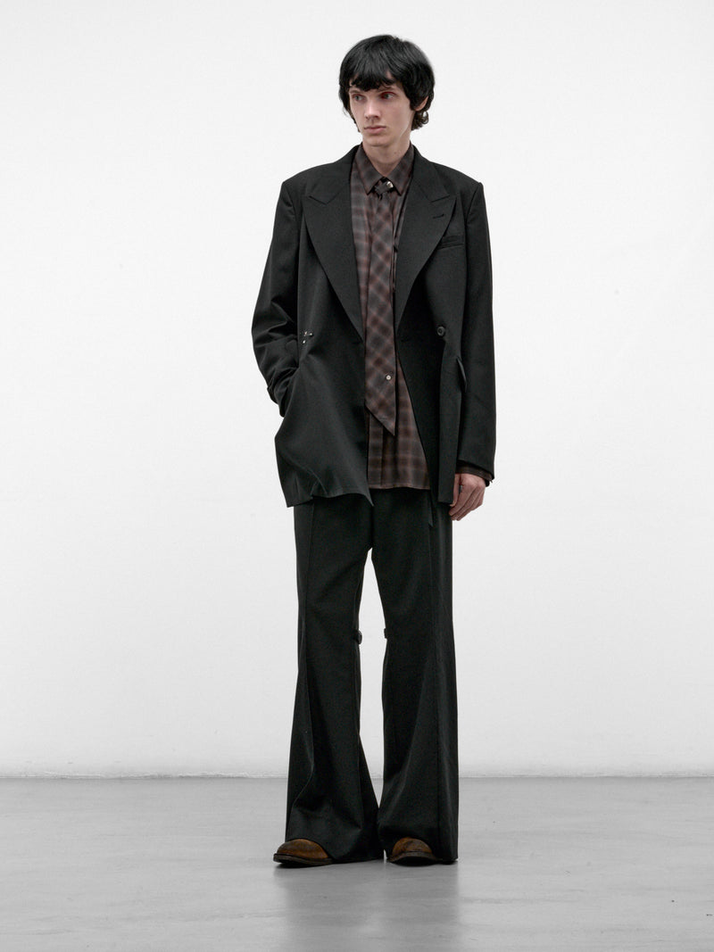 Black Wool Flared Trousers (26A0372-BLACK)