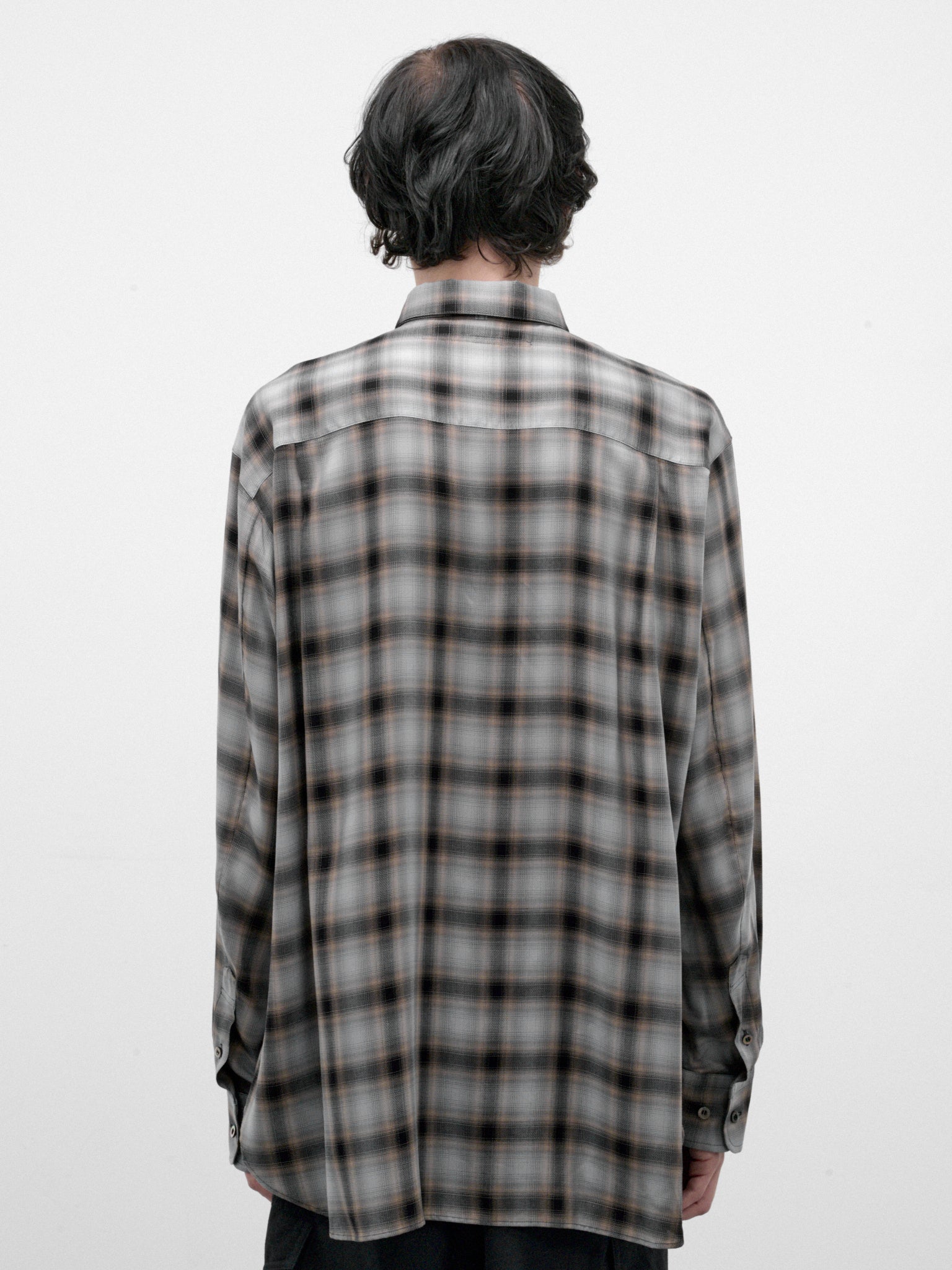 Navy Plaid Cupro Necktie Shirt (26A0390-NAVY)
