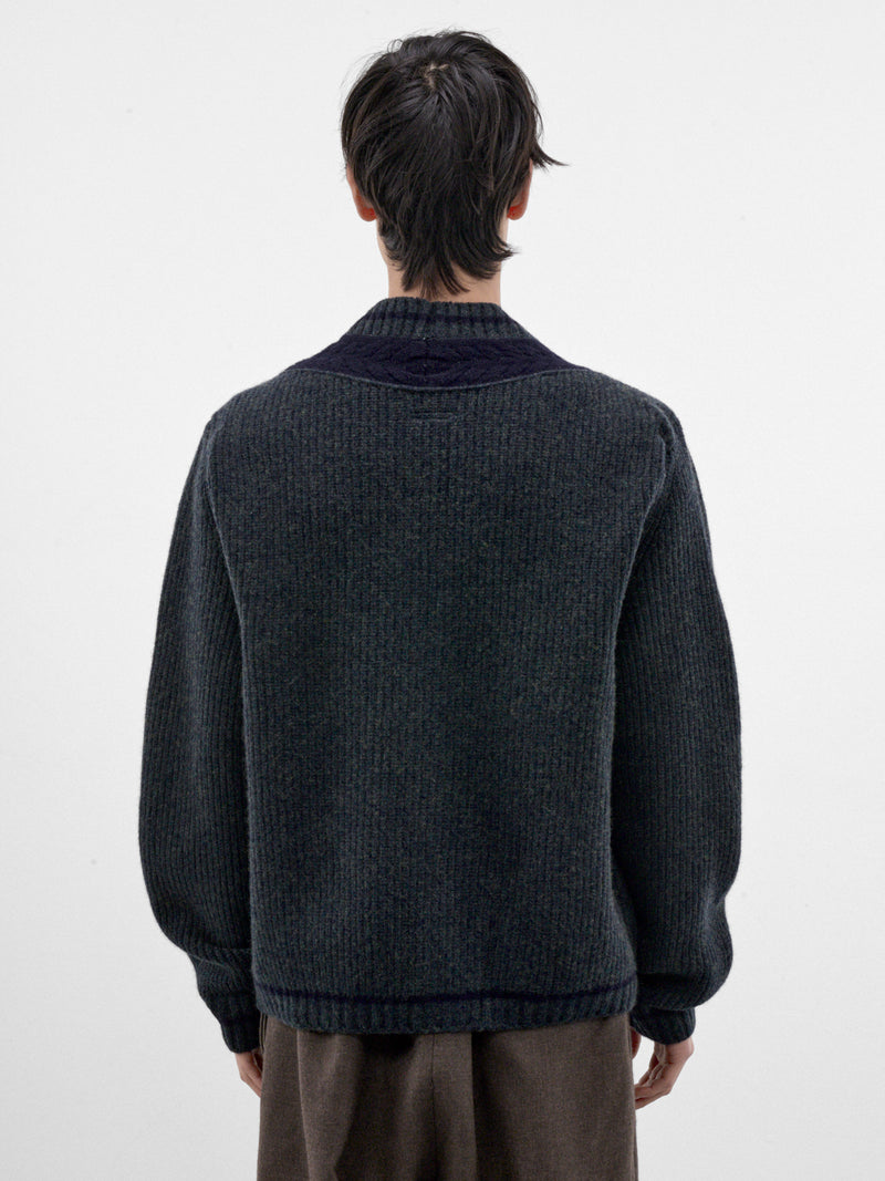 Green Wool Knit Zip Cardigan (26A0400-GREEN)