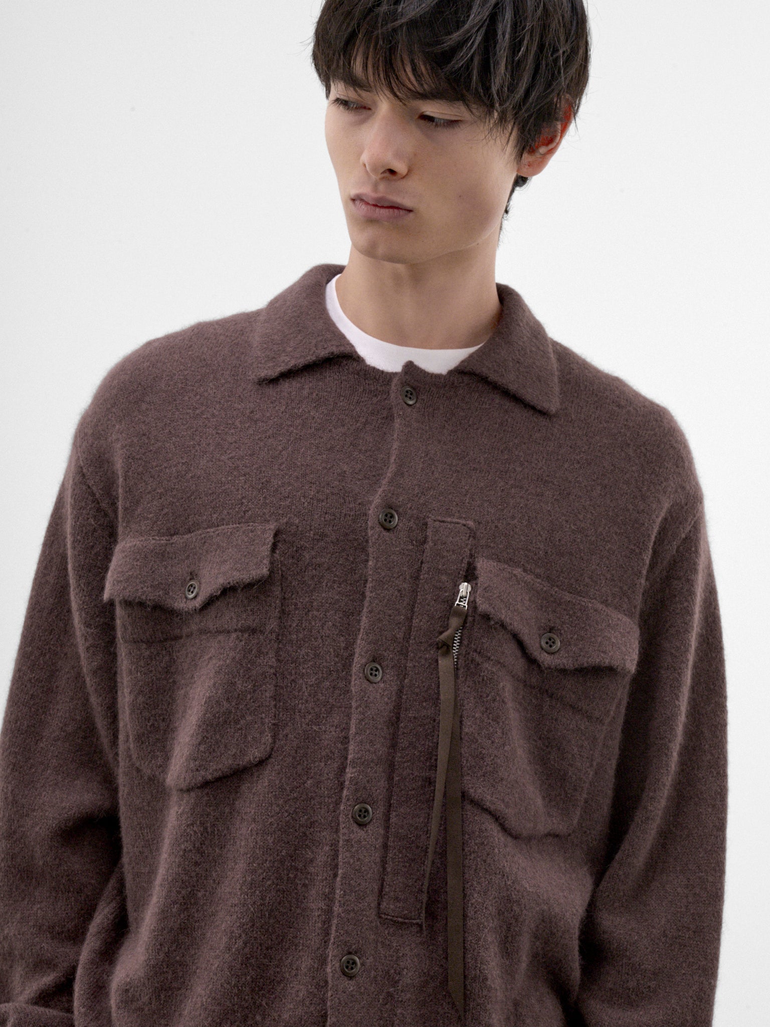 Brown Wool Knit Shirt (26A0401-BROWN)