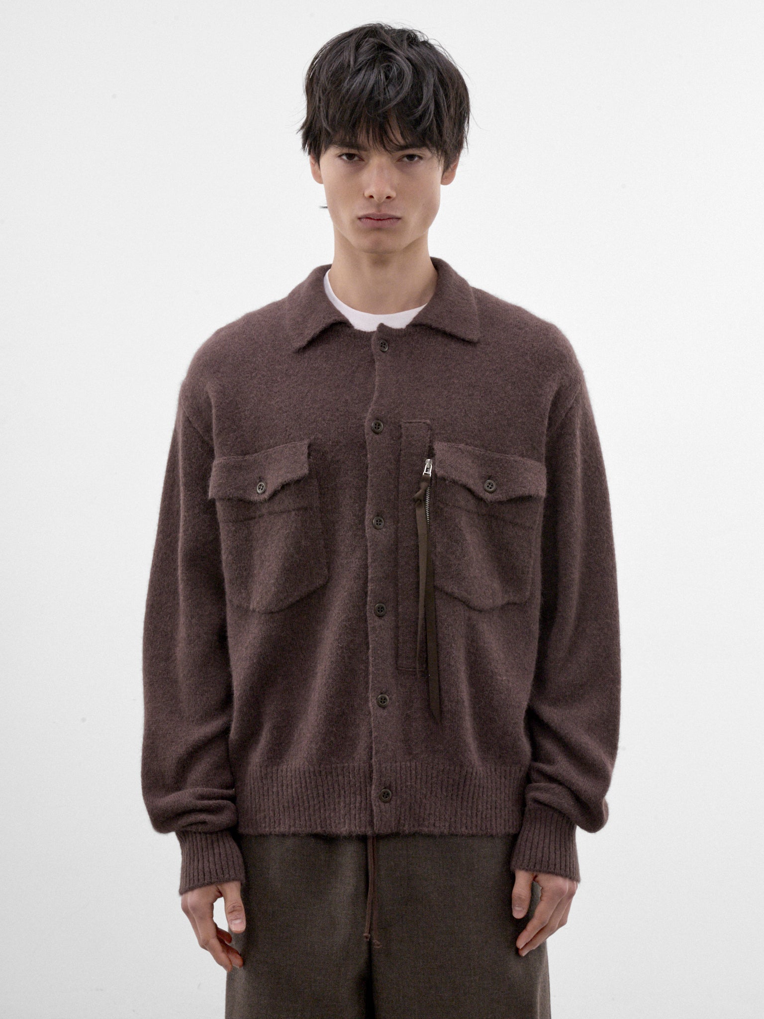 Brown Wool Knit Shirt (26A0401-BROWN)