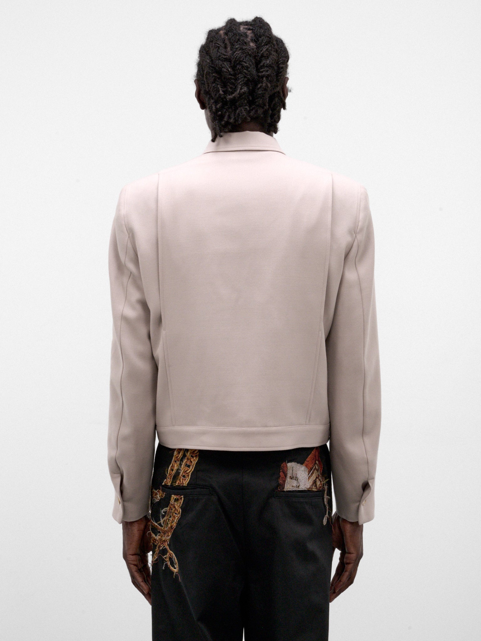 Beige Wool Cropped Zip Jacket (26AW03BL259-BEIGE)