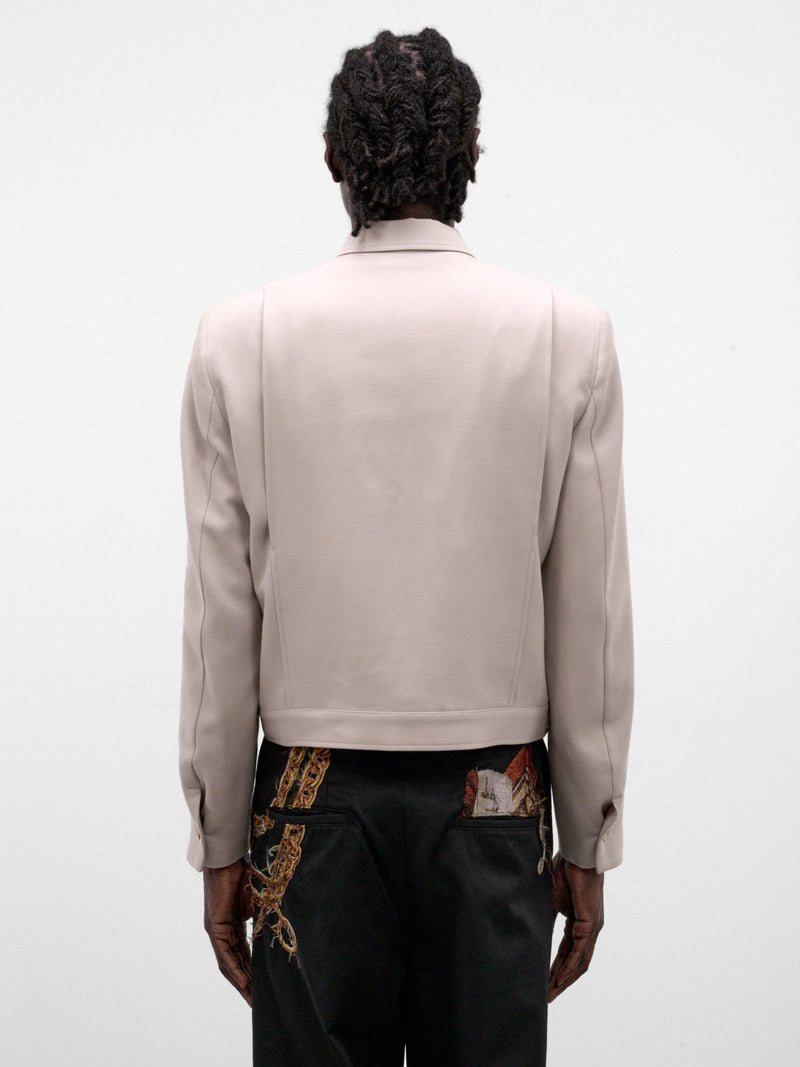 Beige Wool Cropped Zip Jacket (26AW03BL259-BEIGE)