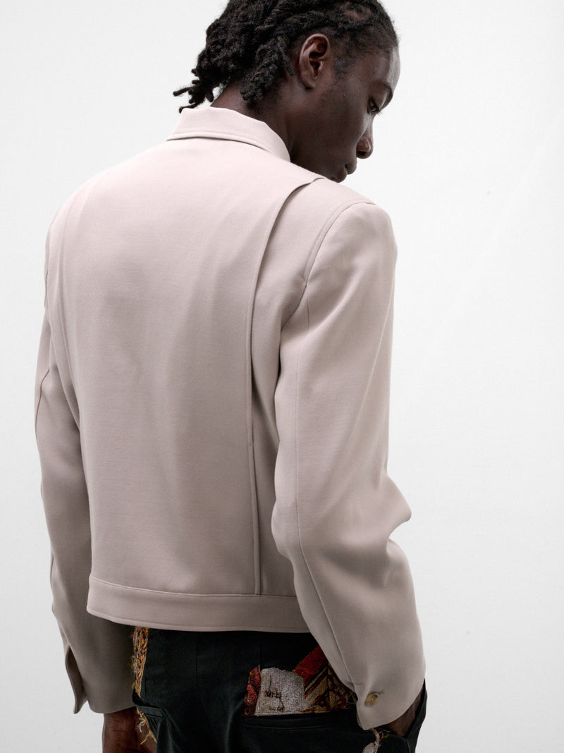 Beige Wool Cropped Zip Jacket (26AW03BL259-BEIGE)