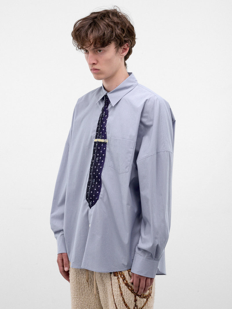Blue Trompe L'oeil Tie Shirt (26AW20SH178-BLUE)