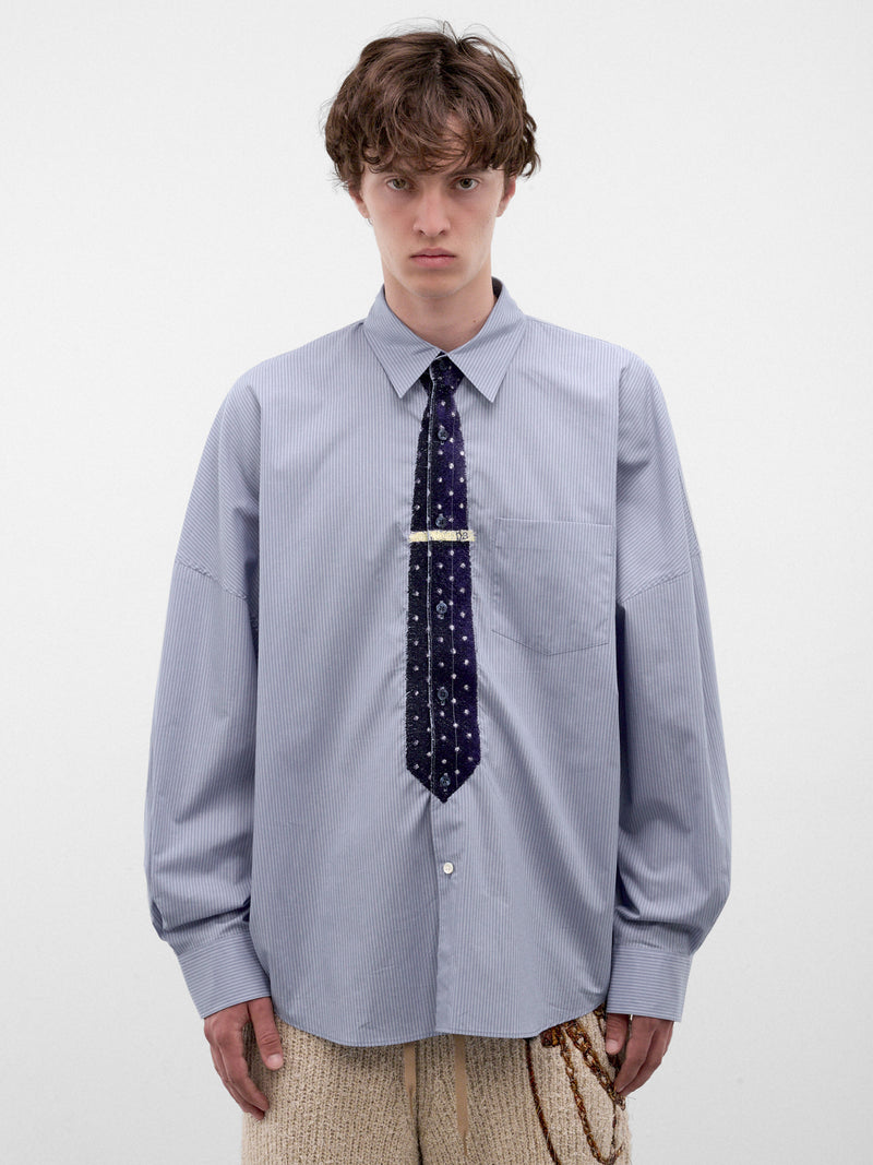 Blue Trompe L'oeil Tie Shirt (26AW20SH178-BLUE)