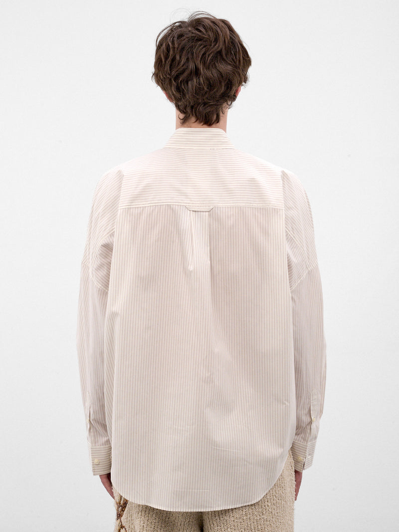 White Trompe L'oeil Tie Shirt (26AW20SH178-WHITE-RED)