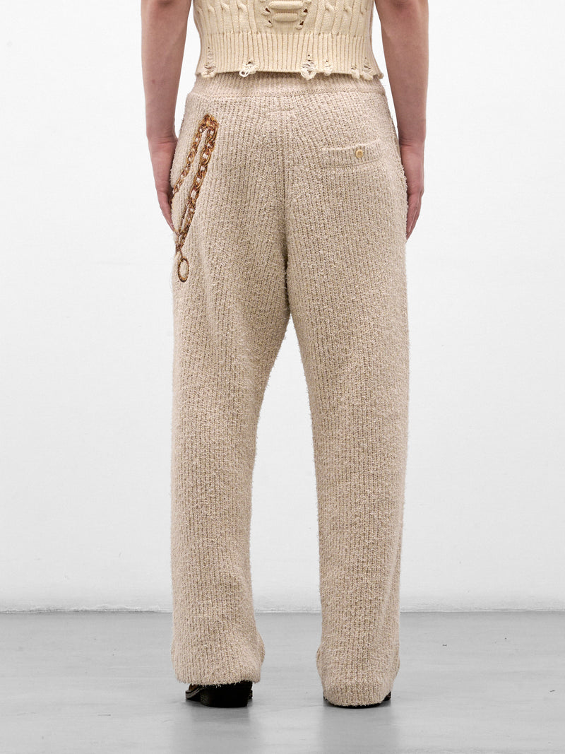 Beige Chain Embroidery Knit Trousers (26AW56KN230-BEIGE)