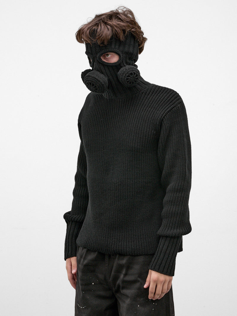 Black Gas Mask Balaclava Sweater (26AW58KN234-BLACK)