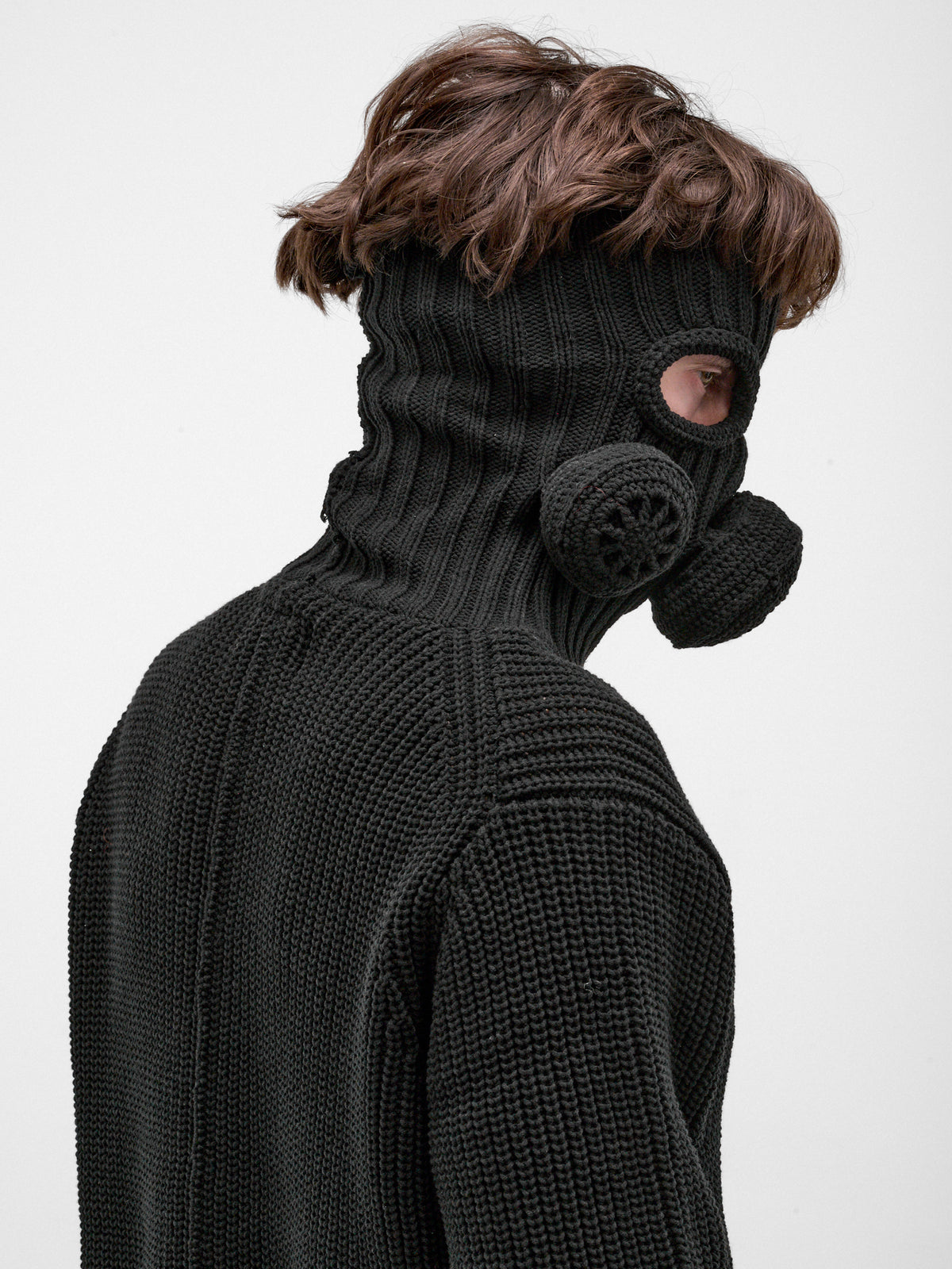 Black Gas Mask Balaclava Sweater (26AW58KN234-BLACK)