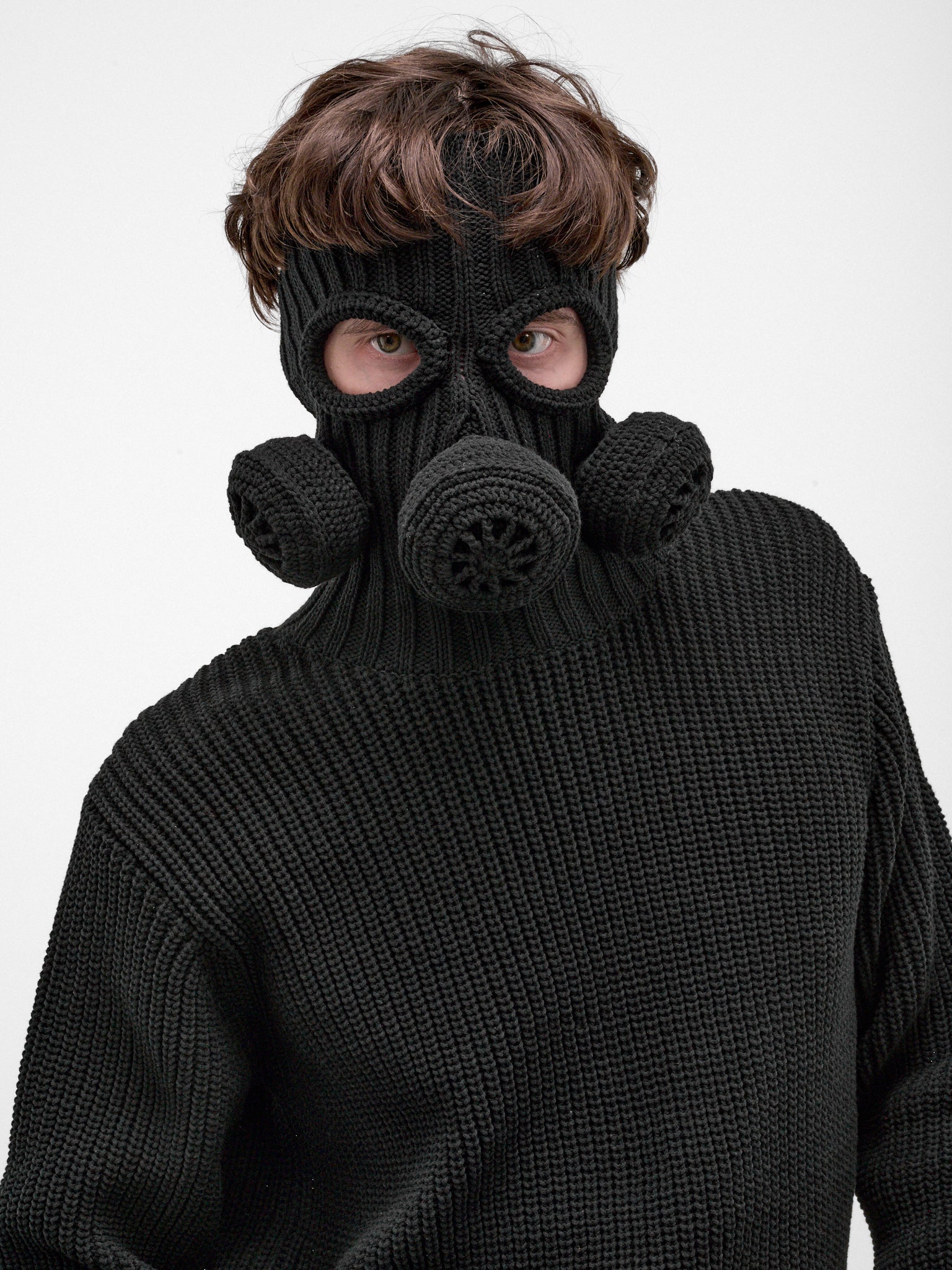 Black Gas Mask Balaclava Sweater (26AW58KN234-BLACK)