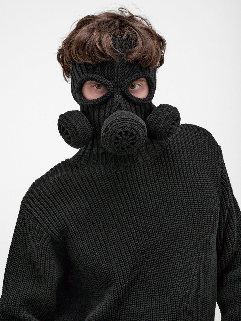Black Gas Mask Balaclava Sweater (26AW58KN234-BLACK)