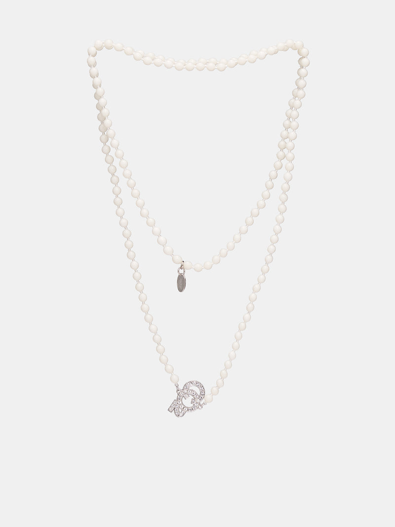 Pearl Double Beaded Necklace (26AW79AC55-SILVER)