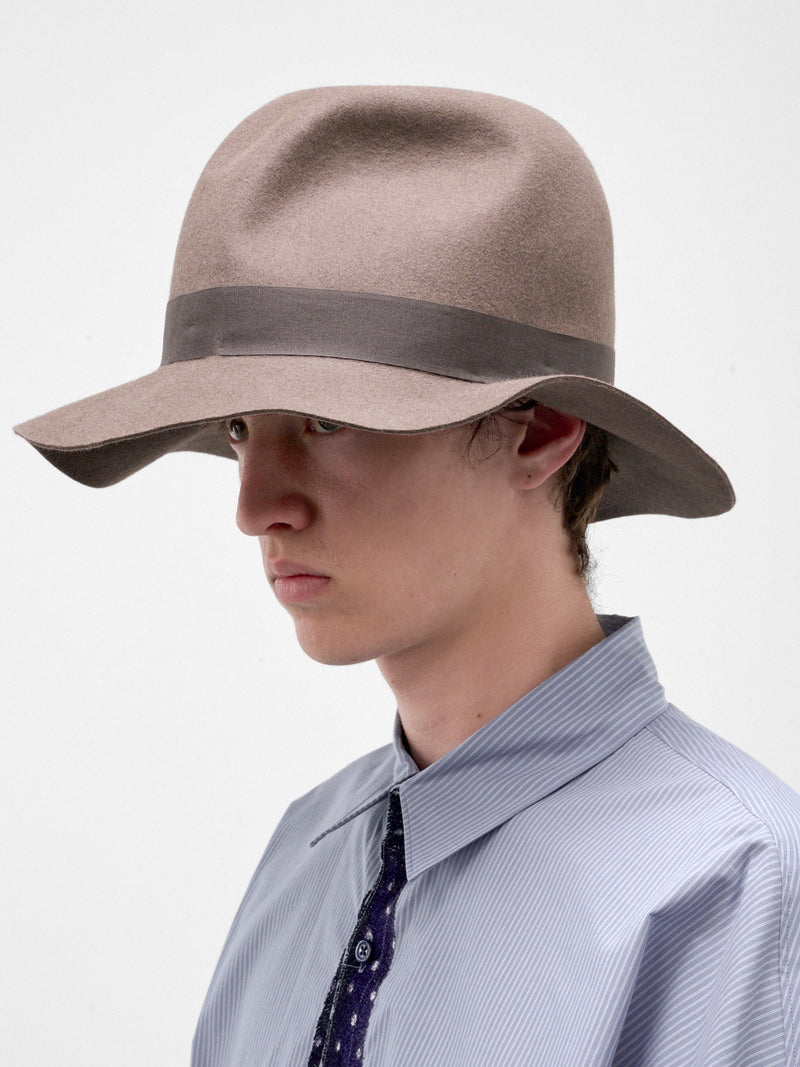 Gray Wide Brim Fedora Hat (26AW81HT24-GREY)