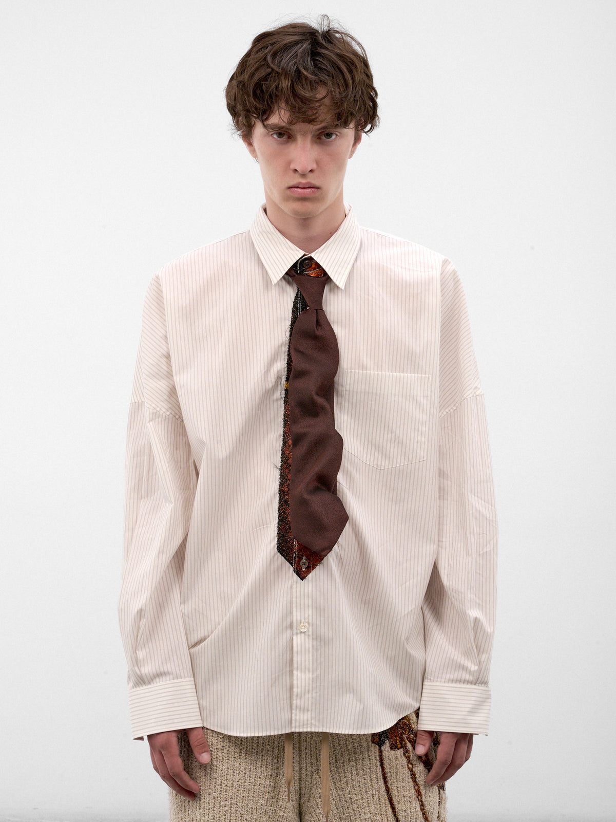 Brown Textured Necktie (26AW82TE14-1-BROWN)
