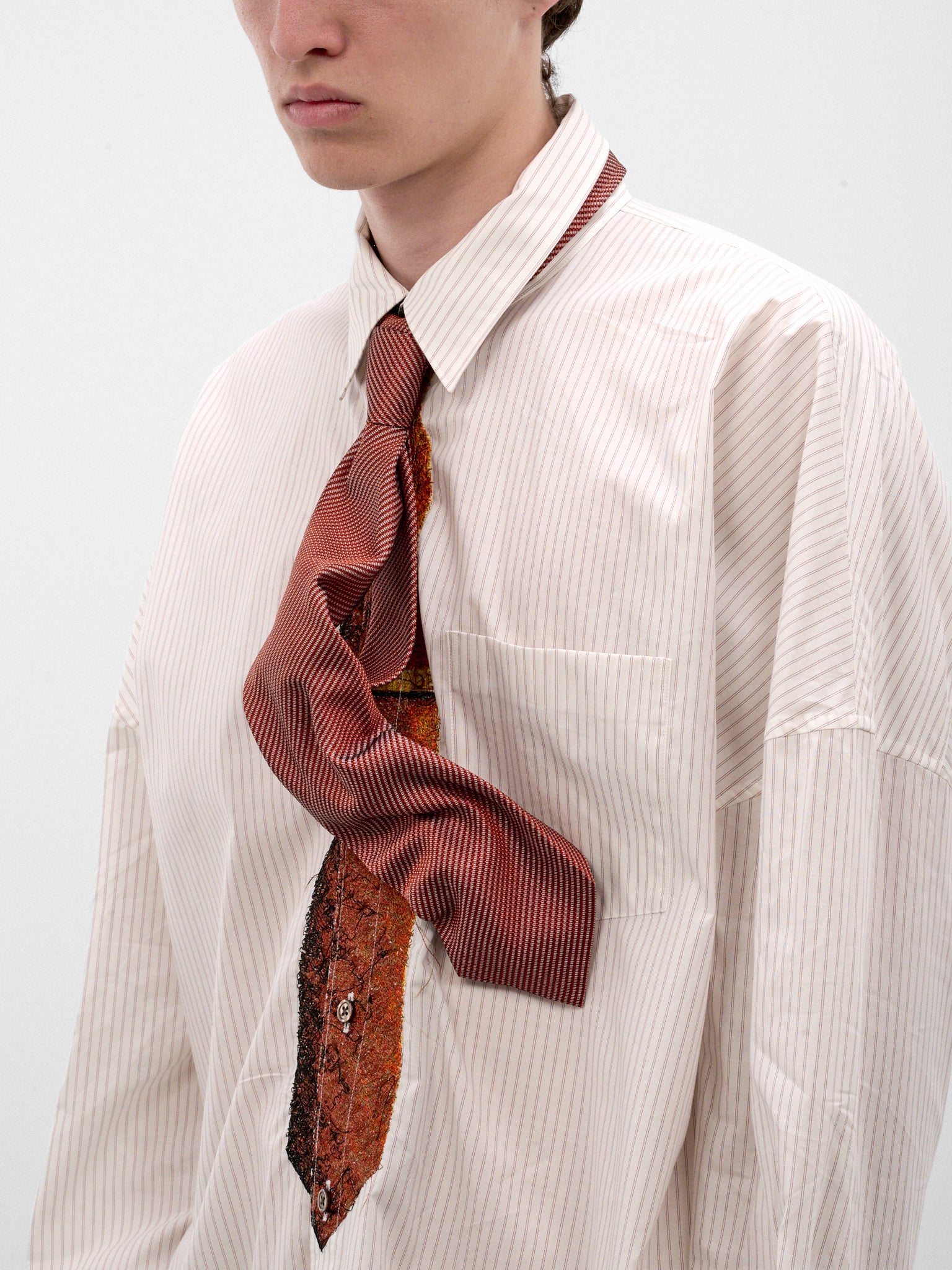 Orange Textured Ruched Necktie (26AW83TE15-1-ORANGE)