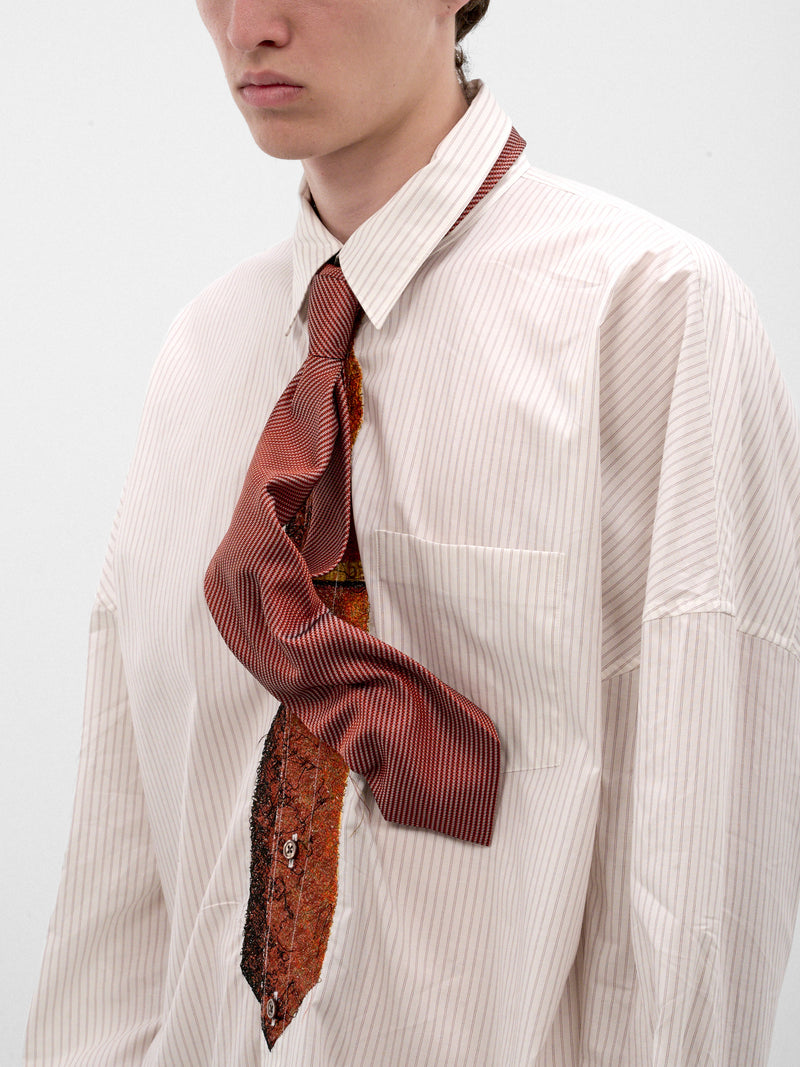 Orange Textured Ruched Necktie (26AW83TE15-1-ORANGE)