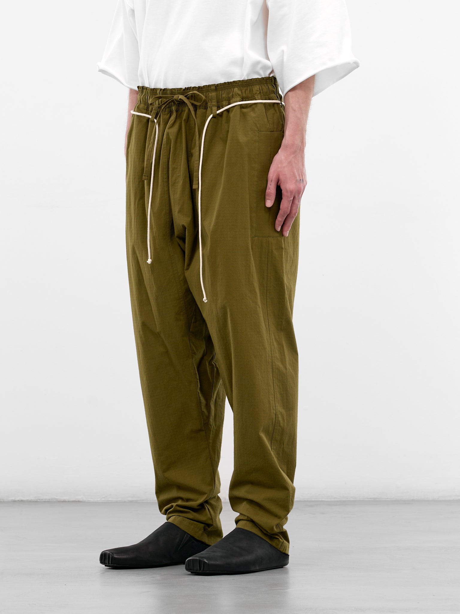 Olive Drawstring Samurai Pants (26E96MRU13-787-OLIVE-GREEN)