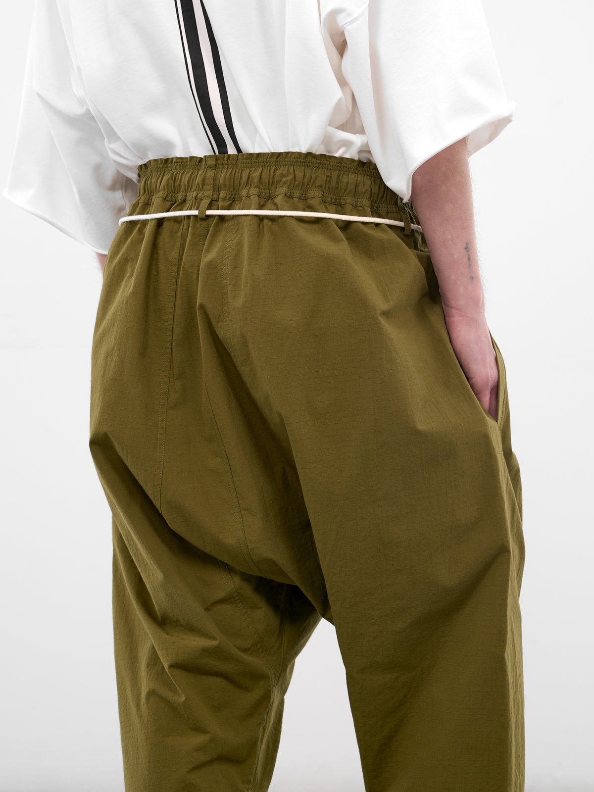 Olive Drawstring Samurai Pants (26E96MRU13-787-OLIVE-GREEN)