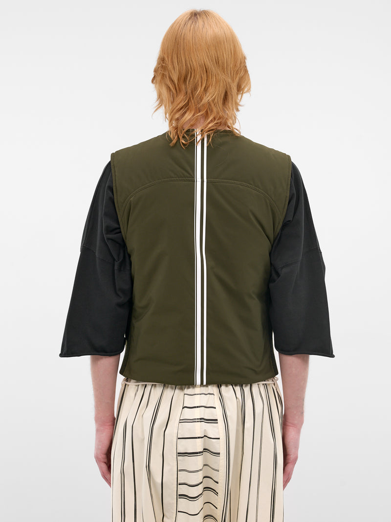 Green Quilted Padded Zip Vest (26E96MRU21-787-ARMY-GREEN)