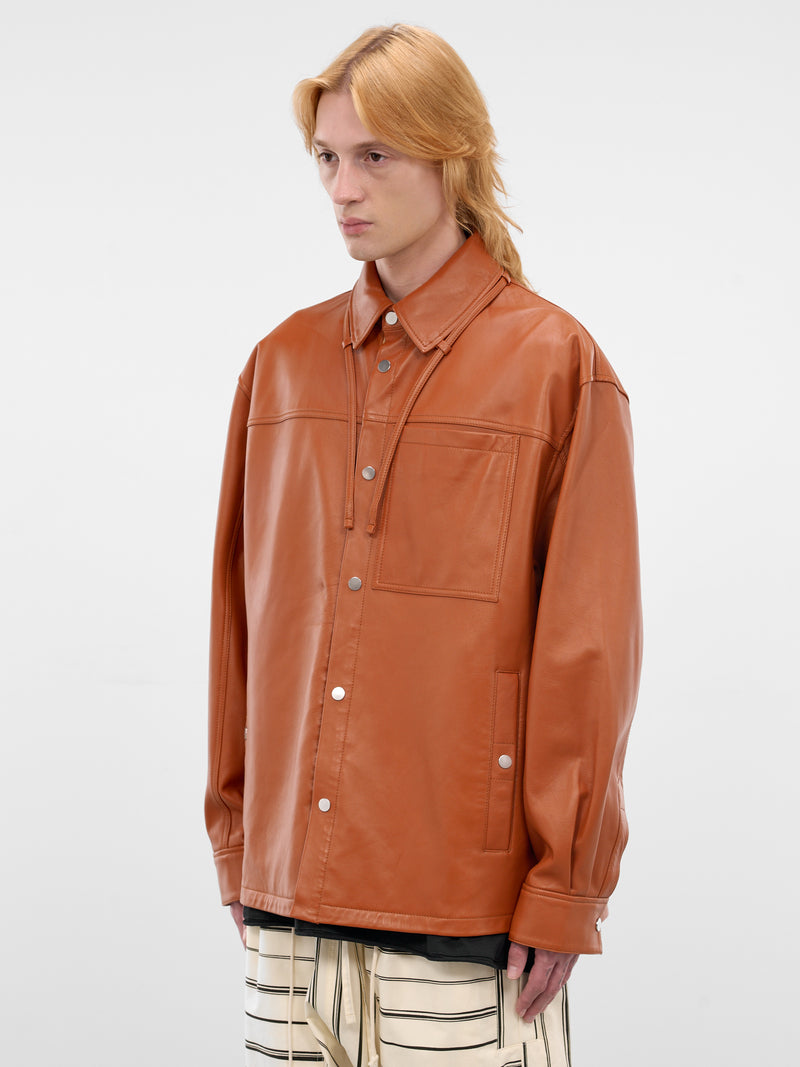 Curry Orange Leather Buttoned Overshirt (26E96MRU25-290-CURRY