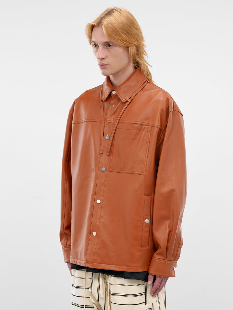 Curry Orange Leather Buttoned Overshirt (26E96MRU25-290-CURRY