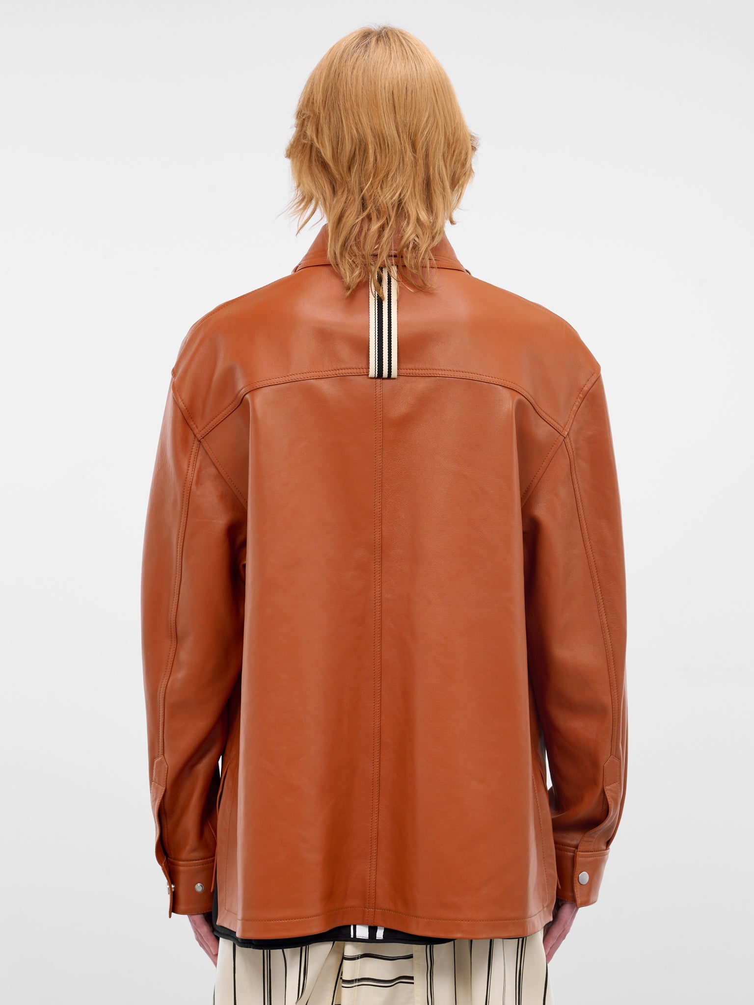 Curry Orange Leather Buttoned Overshirt (26E96MRU25-290-CURRY