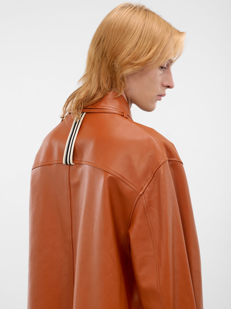 Curry Orange Leather Buttoned Overshirt (26E96MRU25-290-CURRY