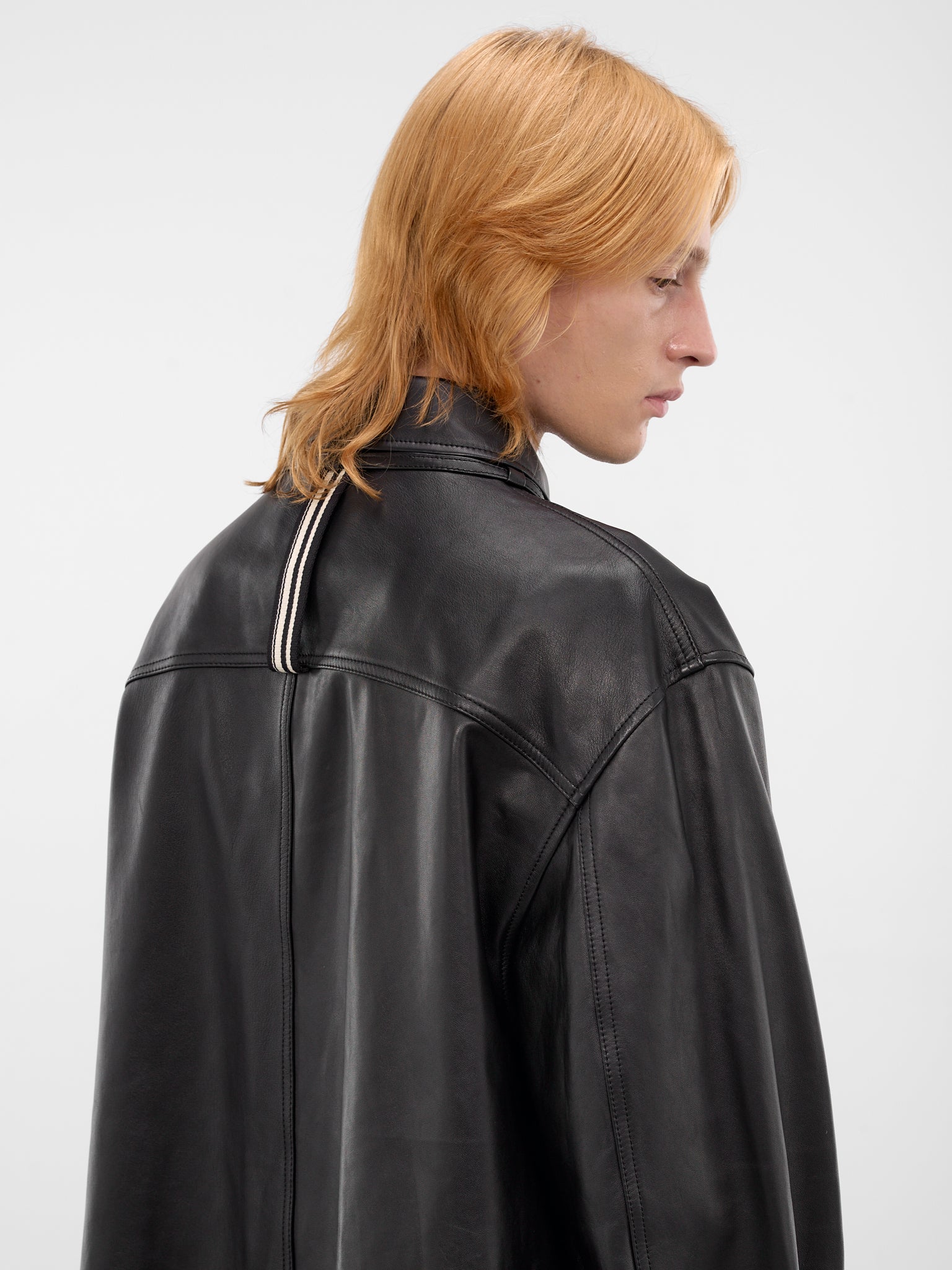 Black Leather Buttoned Overshirt (26E96MRU25-999-BLACK)