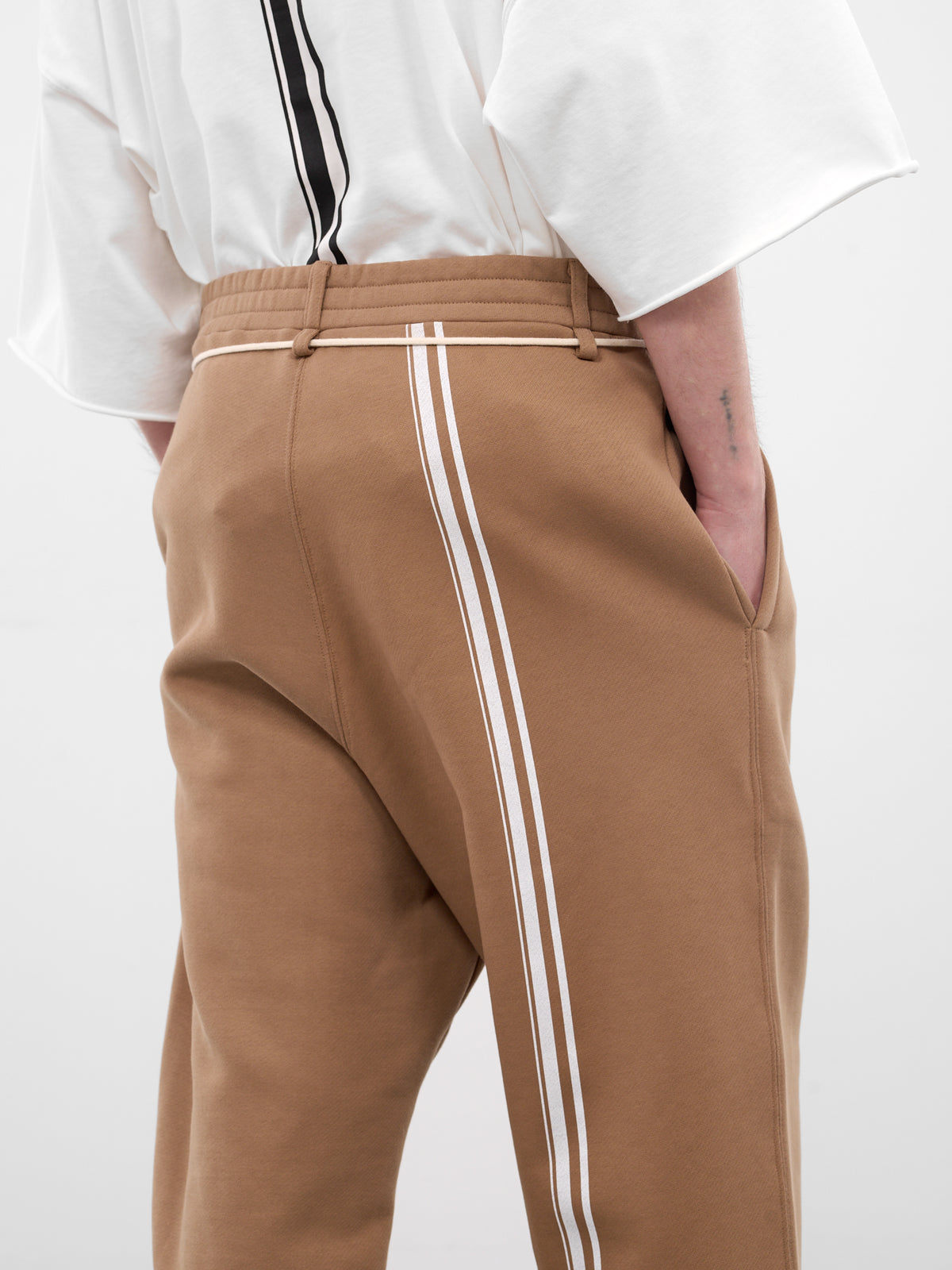 Khaki Drawstring Stripe Band Joggers (26E96MUJ11-780-KHAKI)
