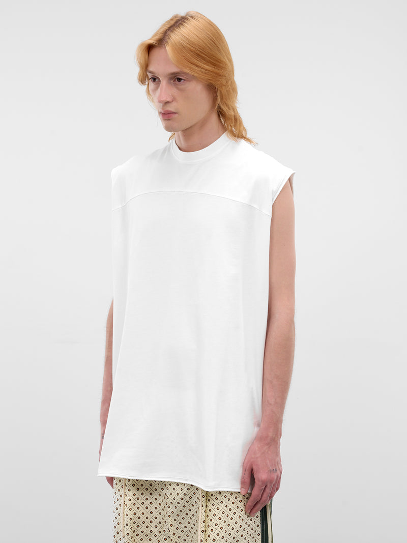 White Stripe Band Muscle Tee (26E96MUJ13-001-WHITE)