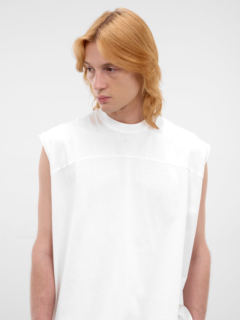 White Stripe Band Muscle Tee (26E96MUJ13-001-WHITE)