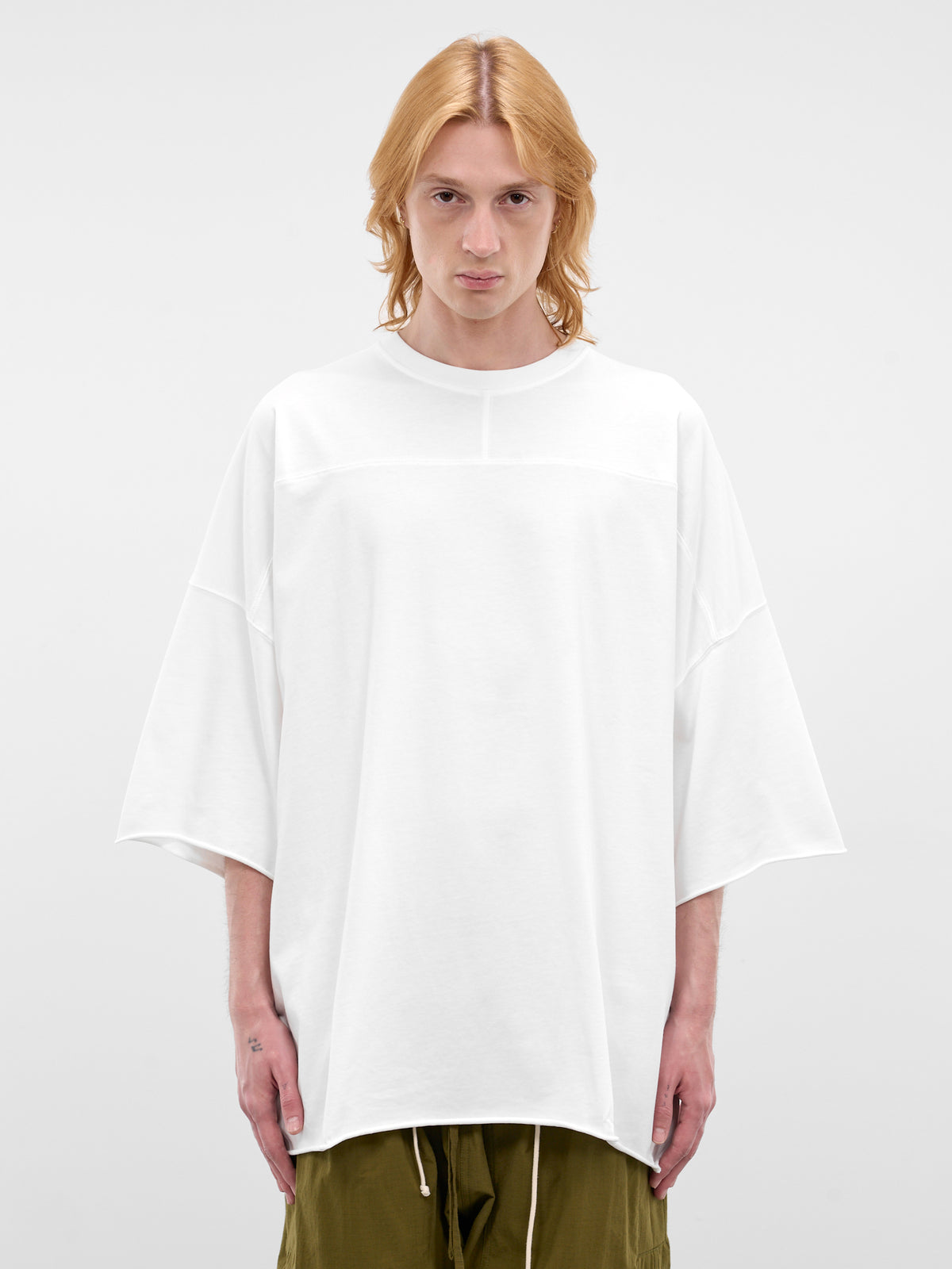 White Stripe Band Oversized Tee (26E96MUJ14-001-WHITE)