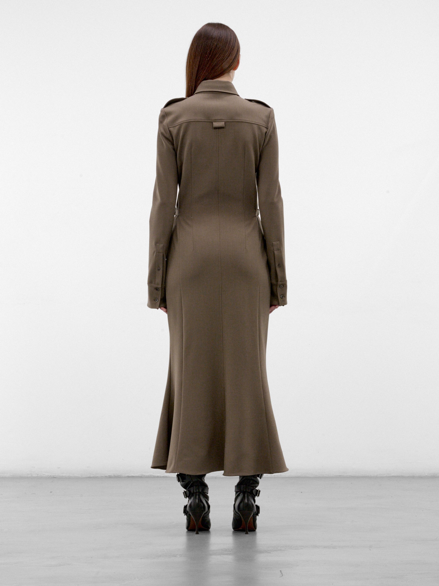 Khaki Tailored Military Shirt Dress (26F1RO18601035-RO1860-MOLE)