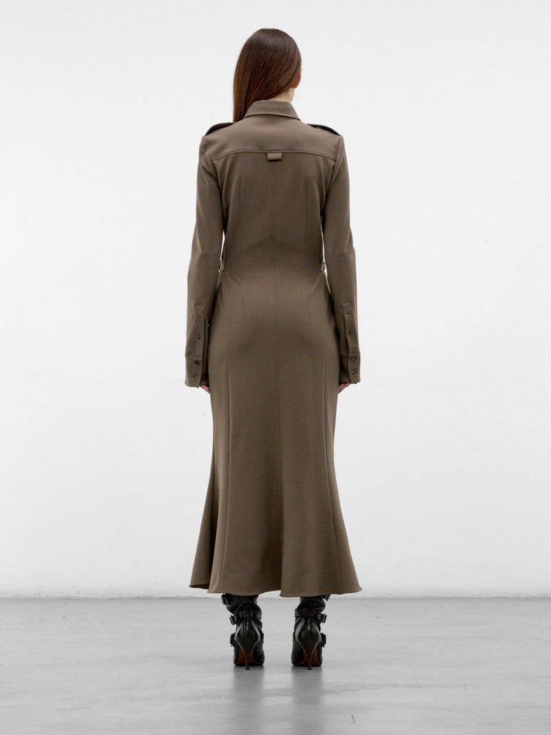 Khaki Tailored Military Shirt Dress (26F1RO18601035-RO1860-MOLE)